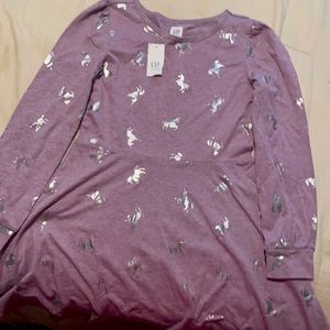 Purple spring dress with silver unicorns with tag